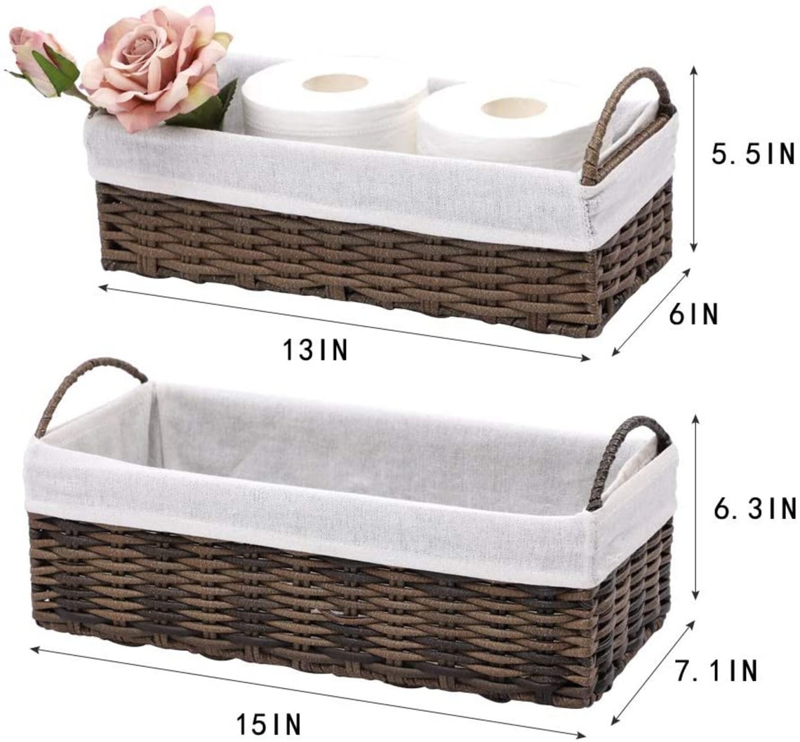 Small Wicker Storage Baskets Set Shelf Baskets Liner Etsy