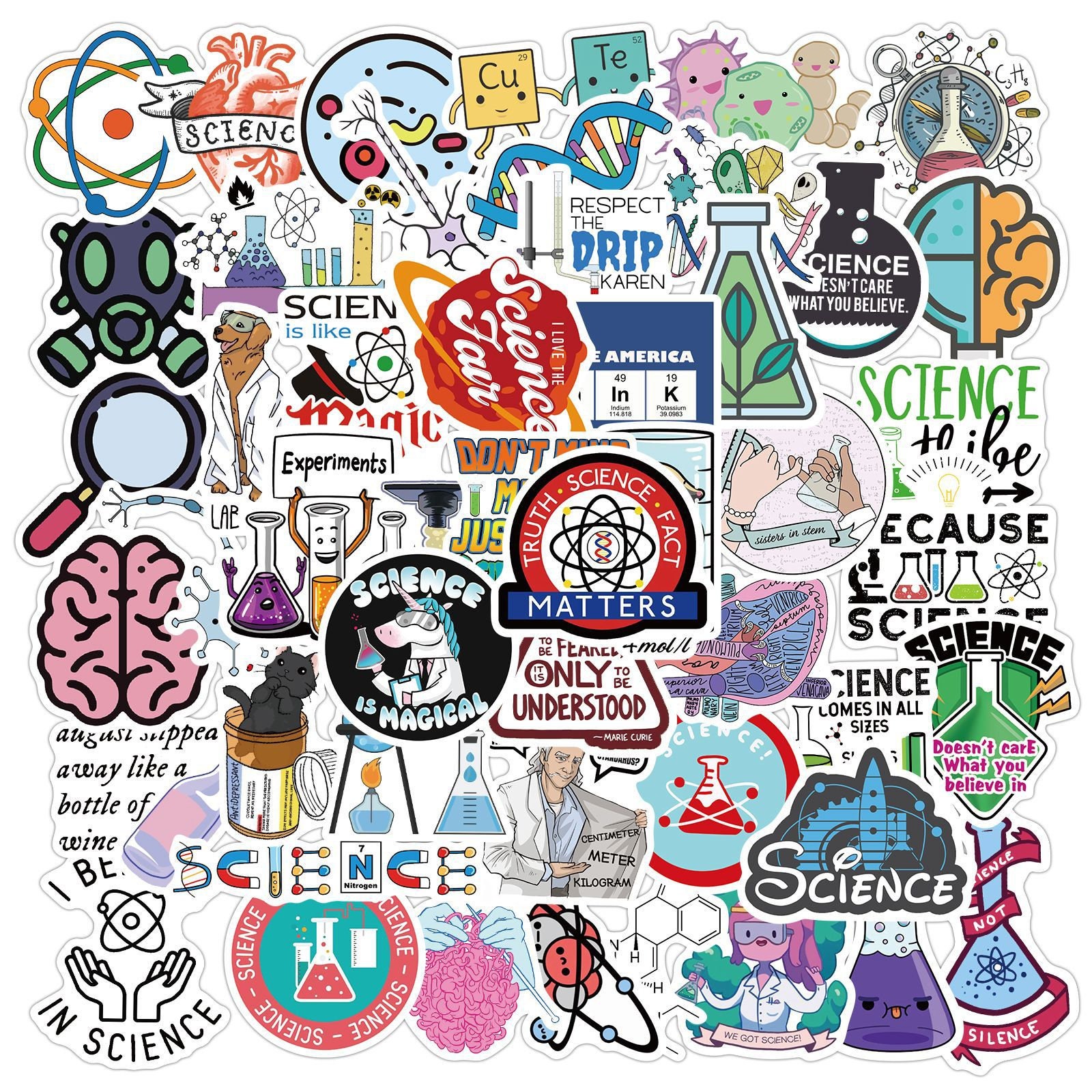 50 Pcs Lab Stickers Science Stickers Lab Tech Gift Etsy
