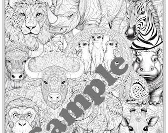 Mandala Coloring Drawing for Adult color in pattern of African Animals