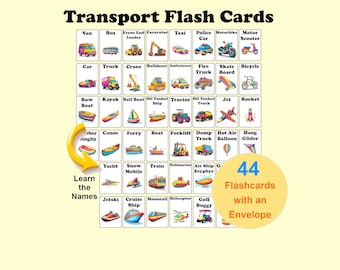 Transport Flashcards – Vehicle Learning, Kids Education (Digital Download)
