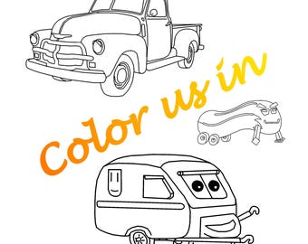 Cars, Caravans & Trailers Coloring Pages for Kids (Digital Download)