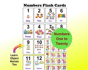 Numbers 1-20 Flashcards - Learn to Count with Images (Digital Download)