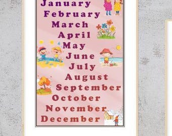 Classroom Poster of the Months of the Year Listing each Month with its season