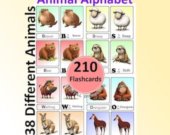 Animal Alphabet Flashcards – Montessori Learning 3 Part Cards (Digital Download)