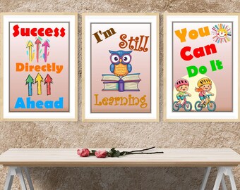 Mindful Classroom Educational Posters Set of 9 Colourful Artworks for Learning and Encouragement