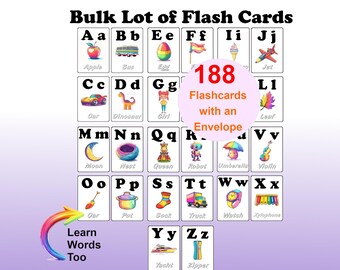 188 Learning Flashcards – Alphabet, Numbers, Colors, Shapes (Digital Download)