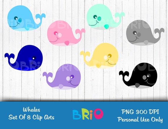 Whale Clip Art Under The Sea Clip Art Summer Clip Art Ocean Etsy