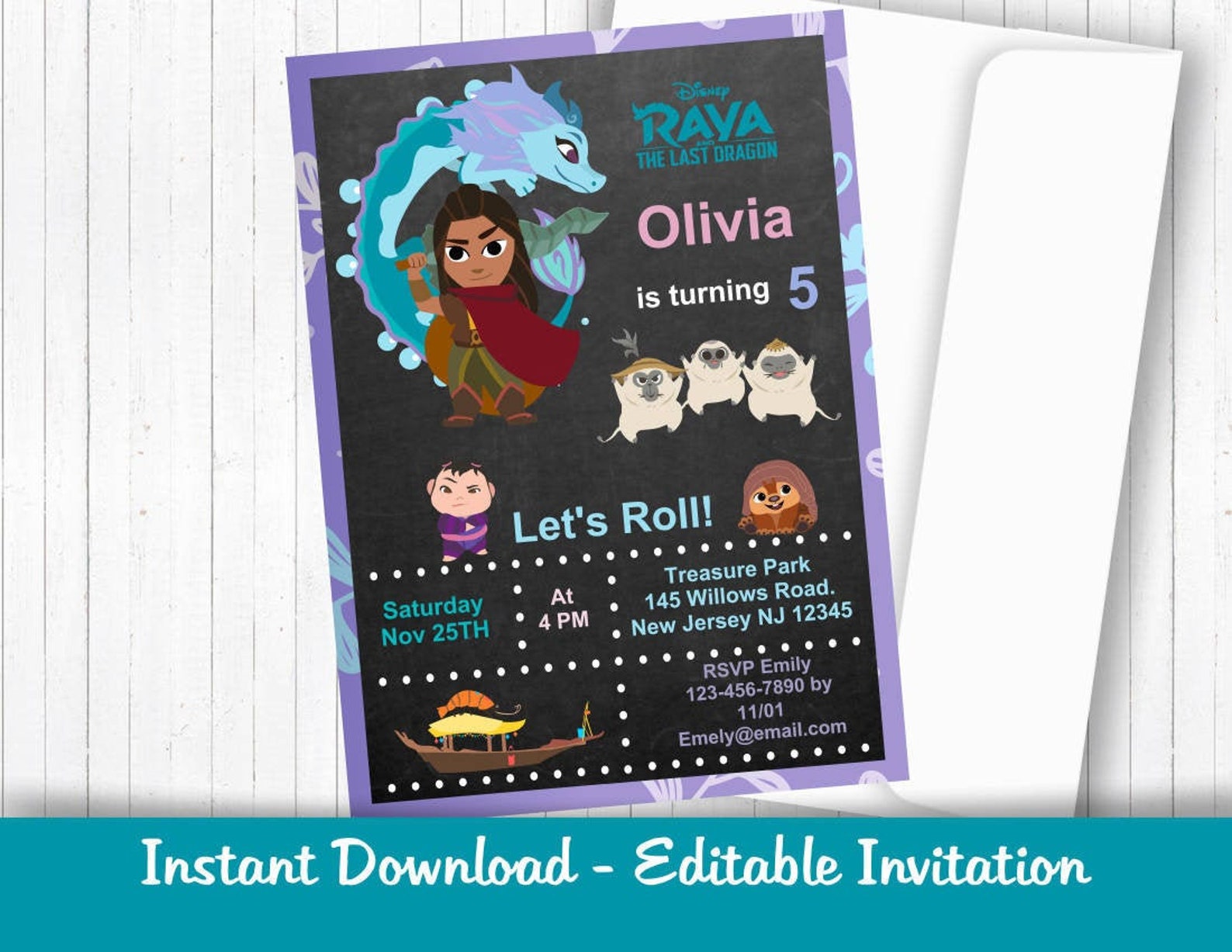 Raya Invitation Raya Birthday Party Editable Raya | Etsy