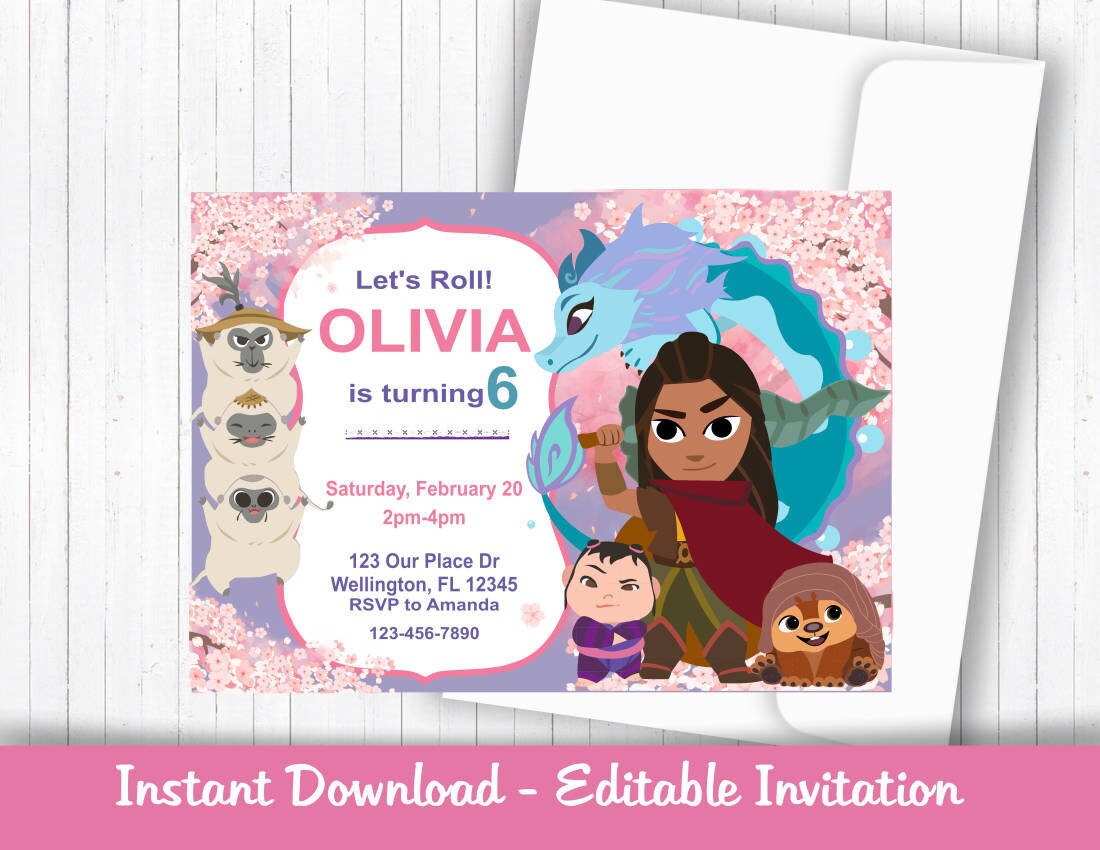 Raya Invitation Raya Birthday Party Editable Raya | Etsy