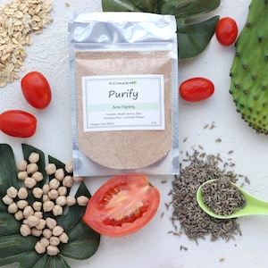Purify Face Mask Powder | Acne Fighting | Tomato & Nopal Cactus | 100% Natural | Vegan | Unscented - 2 OZ.