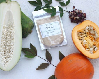 Rewind Face Mask Powder | Anti-aging and Renewal | Pumpkin & Green Papaya | 100% Natural | Vegan | Unscented - 2 OZ.