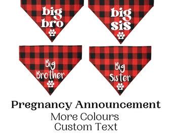 Big Bro, Big Sis Dog Bandanas, Pregnancy Announcement Dog Bandana, baby shower, big brother dog scarf, big sister dog scarf, custom dog wear