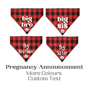 Bandanas para perros con el mensaje "Hermano mayor", "Hermana mayor", bandana para perros con mensaje "Anunciante de embarazo", baby shower, bufanda para perros con el mensaje "Hermano mayor", bufanda para perros con el mensaje "Hermana mayor", ropa para perros personalizada