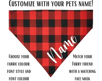 Dog Bandana, Personalized Name, custom Matching Pet Bandana & Face Mask, Pet Present, Dog Owner Gift, Dog mom gift, Personalized gift