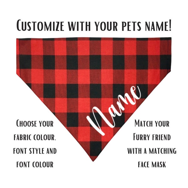 Dog Bandana, Personalized Name, custom Matching Pet Bandana & Face Mask, Pet Present, Dog Owner Gift, Dog mom gift, Personalized gift