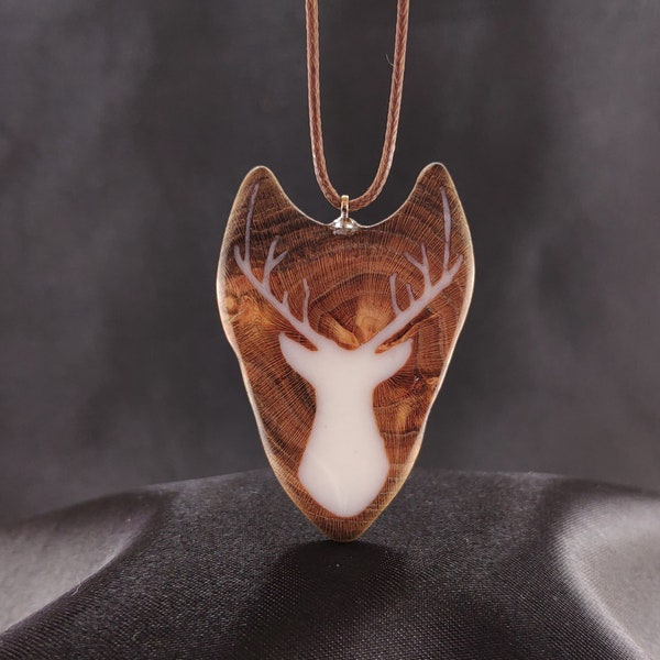 Deer Necklace, Animal Necklace, Necklaces for Man, Christmas Gift, Jewelry for Women, Jewelry, Spotify Code Gift,  Wood Resin Jewelry
