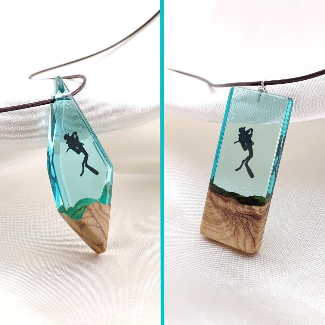Scuba Diver Necklaces, Diver Gift, Diver Figurine Necklaces for Man