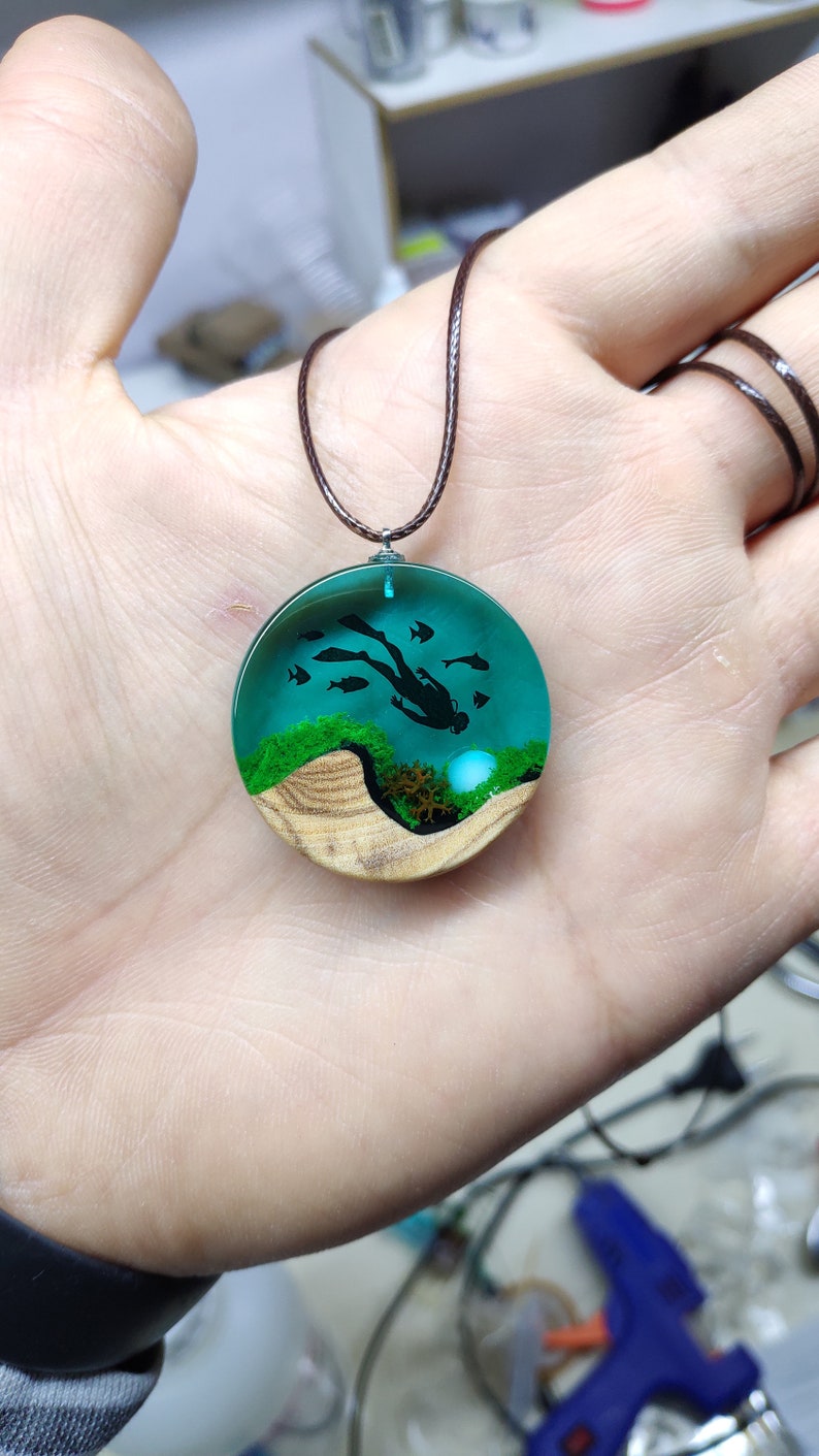 Scuba Diver Fish Necklaces, Diver Gift, Diver Figurine Necklaces for