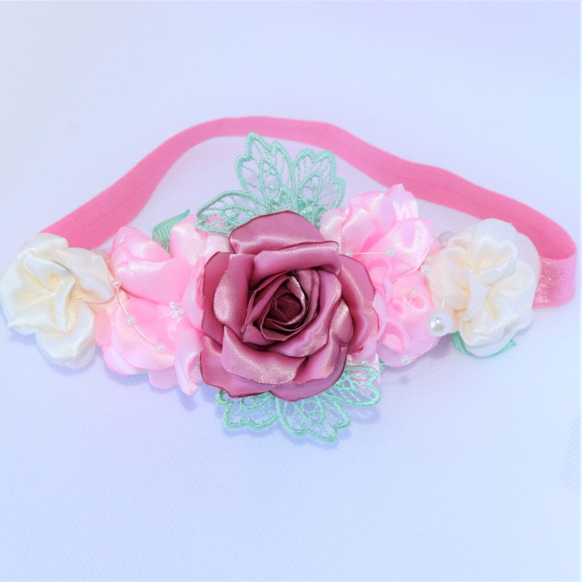 Floral Headbands Rose Headbands Pastel Flower Headband Etsy