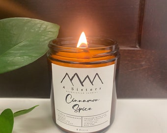 Cinnamon Spice •Natural •Non-toxic 100% Pure Beeswax and Coconut Oil •Christmas •Handmade in the USA •Essential Oils •8oz Candle