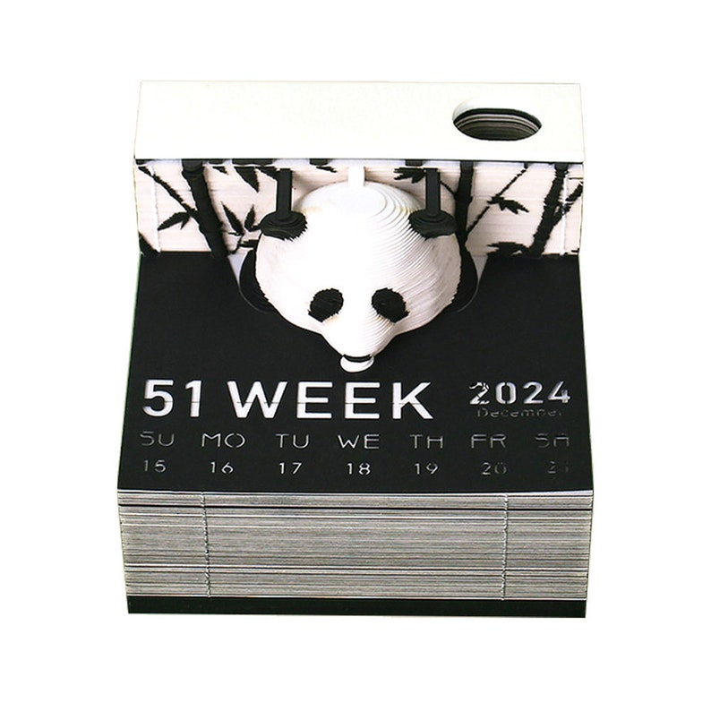 Panda 3D Art Weekly Calendar Memo Pad 2024 Timepiece Calendar Etsy