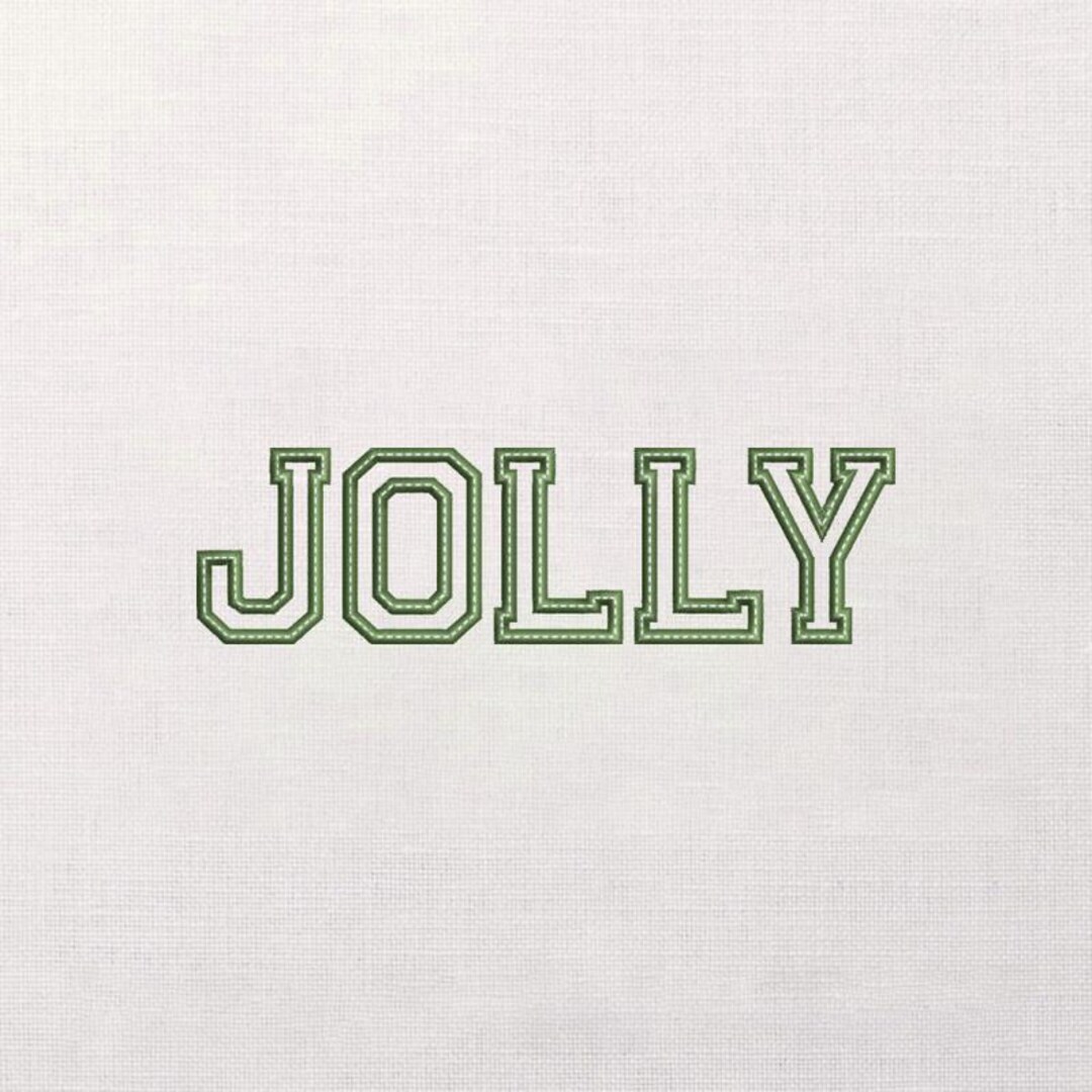 Jolly Lettering Embroidery Design, Varsity Block Applique, Christmas ...