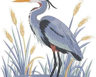 Heron Applique Machine Embroidery Design - Etsy UK