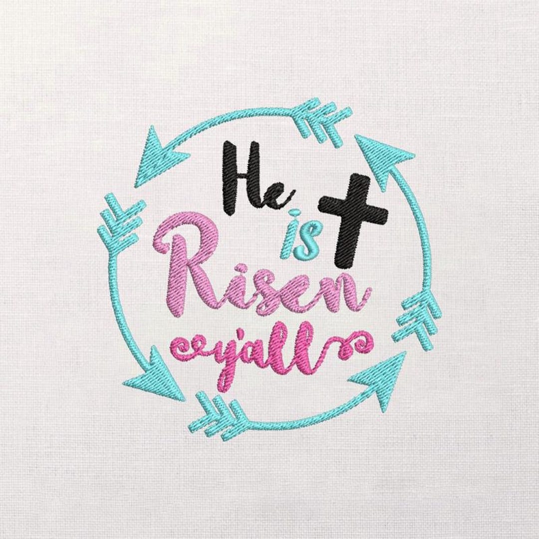 Resurrection Lettering Easter Resurrection Quote Embroidery Design, Arrow Wreath Motif, Cross ...