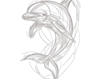 ミニイルカのシルエットの機械刺繍デザイン - 小さなイルカの形