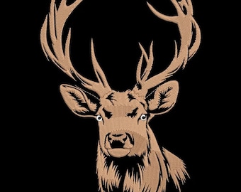 Deer Head Embroidery Design, Stag Silhouette Machine Embroidery, Modern Animal Embroidery Pattern, Rustic Woodland Decor