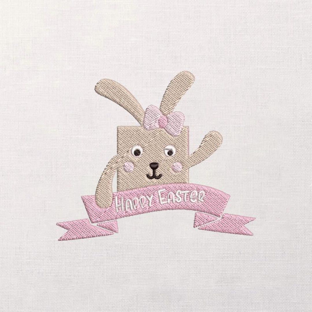 Easter Bunny Embroidery Design, Pastel Banner Rabbit Motif, Spring ...