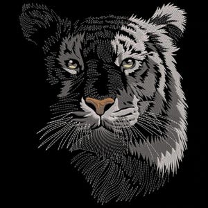 Tiger Face Embroidery Design, Tiger Head Machine Embroidery Pattern, Wildlife Animal Embroidery File, Instant Download