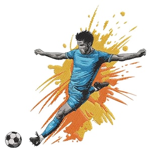 Fußball Spieler Kick Stickmaschine, dynamische Fußball Kickmaschine Stickmuster, Sport Stitch Datei Sofort Download