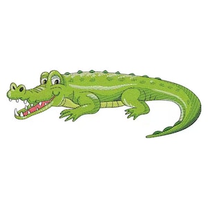 Cartoon Crocodile Embroidery Design, Cute Alligator Embroidery File, Fun Animal Machine Embroidery Pattern