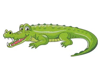 Cartoon Crocodile Embroidery Design, Cute Alligator Embroidery File, Fun Animal Machine Embroidery Pattern