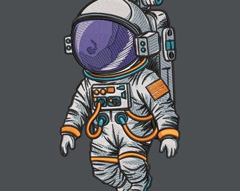 Space Astronaut Embroidery Pattern, Retro Spacesuit Digital File, Galaxy Themed Machine Embroidery