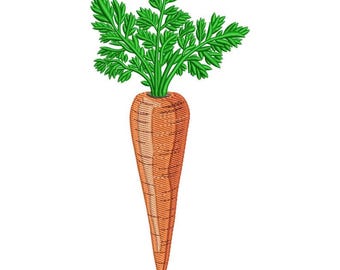 Diseño de bordado a máquina de zanahoria, raíz de hoja, motivo de productos frescos, delantal de cocina.