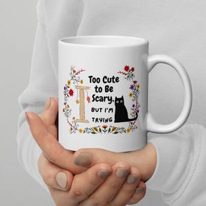 Cat Coffee Mug Black Cat 11oz Mug Black Cat Gifts for Cat Lovers Black Cat Art Floral Mug Cat Mom Mug Flower Mug Cat Lover Gift Cute Cat Mug