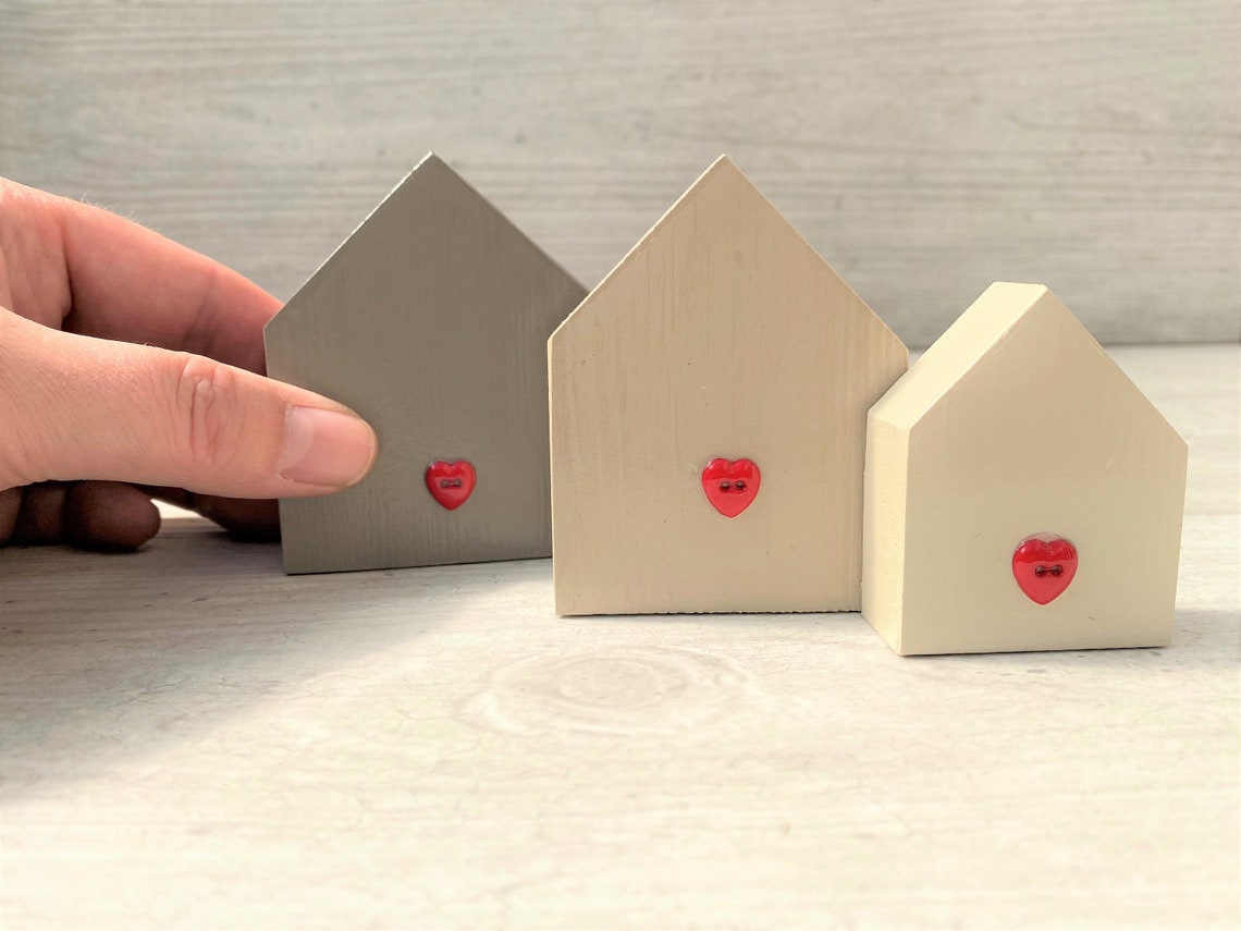 Hand Painted Wooden Block Houses New Home Gift Hand Made and Etsy
