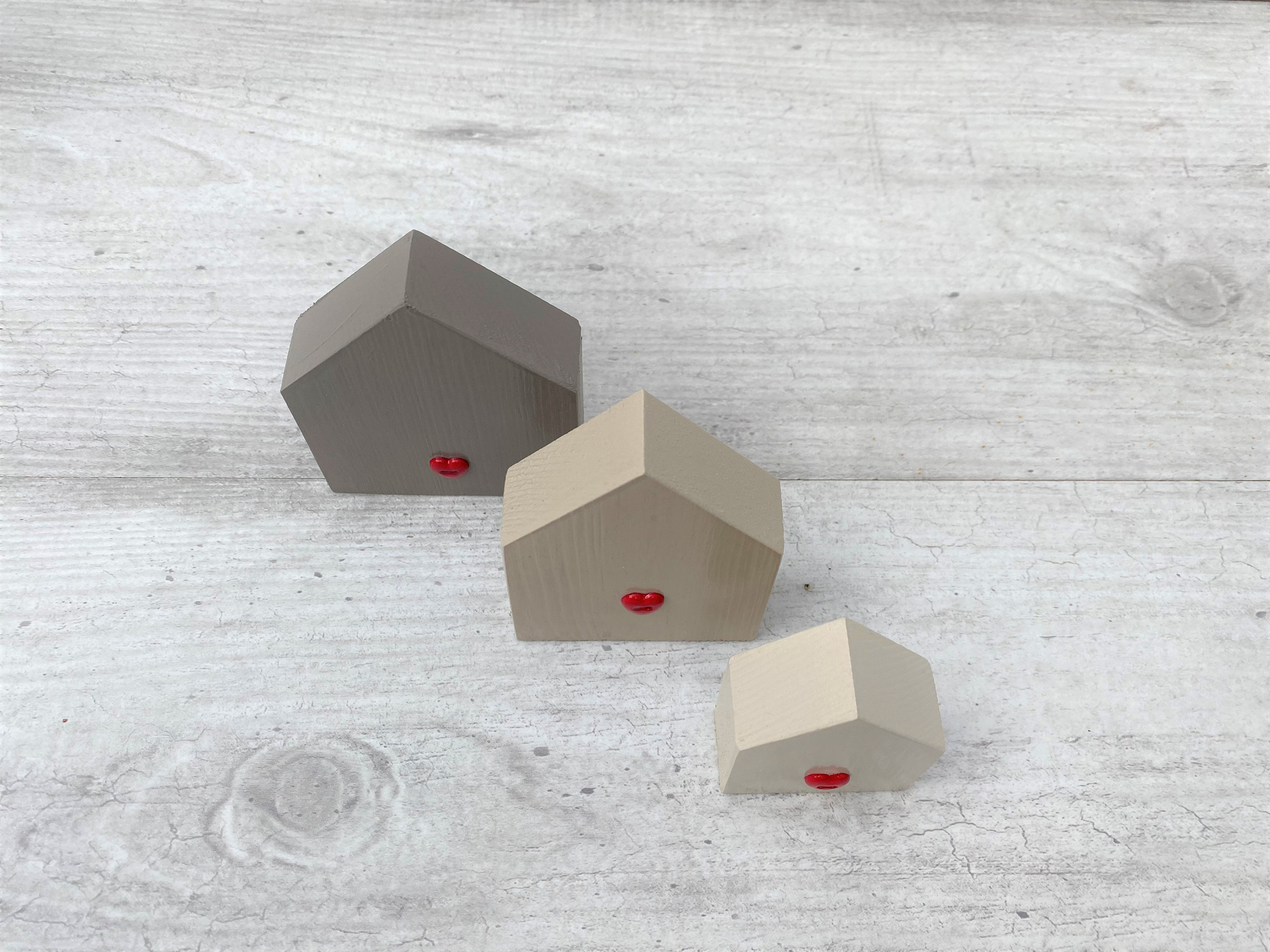 Hand Painted Wooden Block Houses, New Home Gift, Hand Made and Painted, Gift for Loved One, New