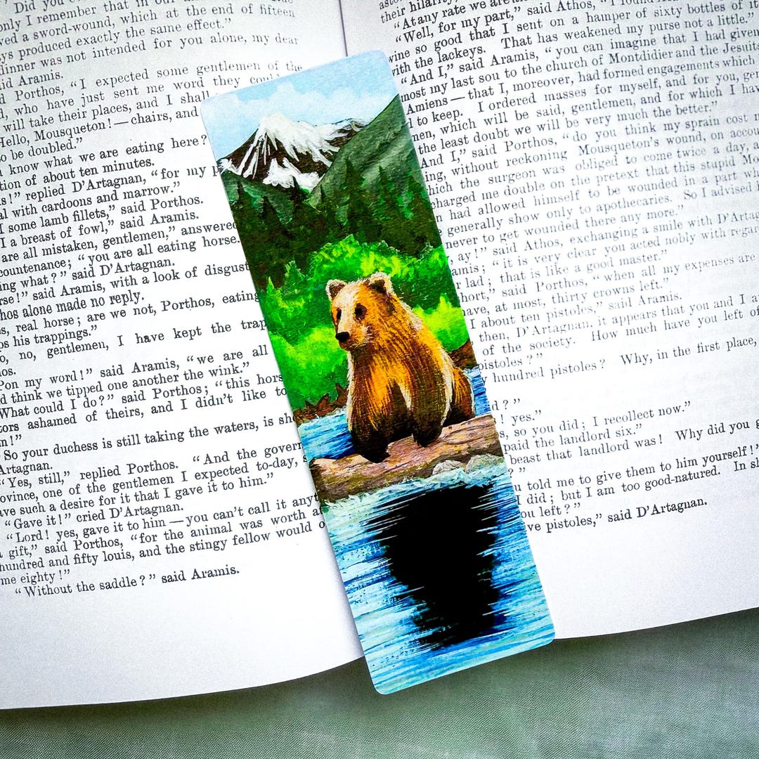 Bear in the River Bookmark - Etsy
