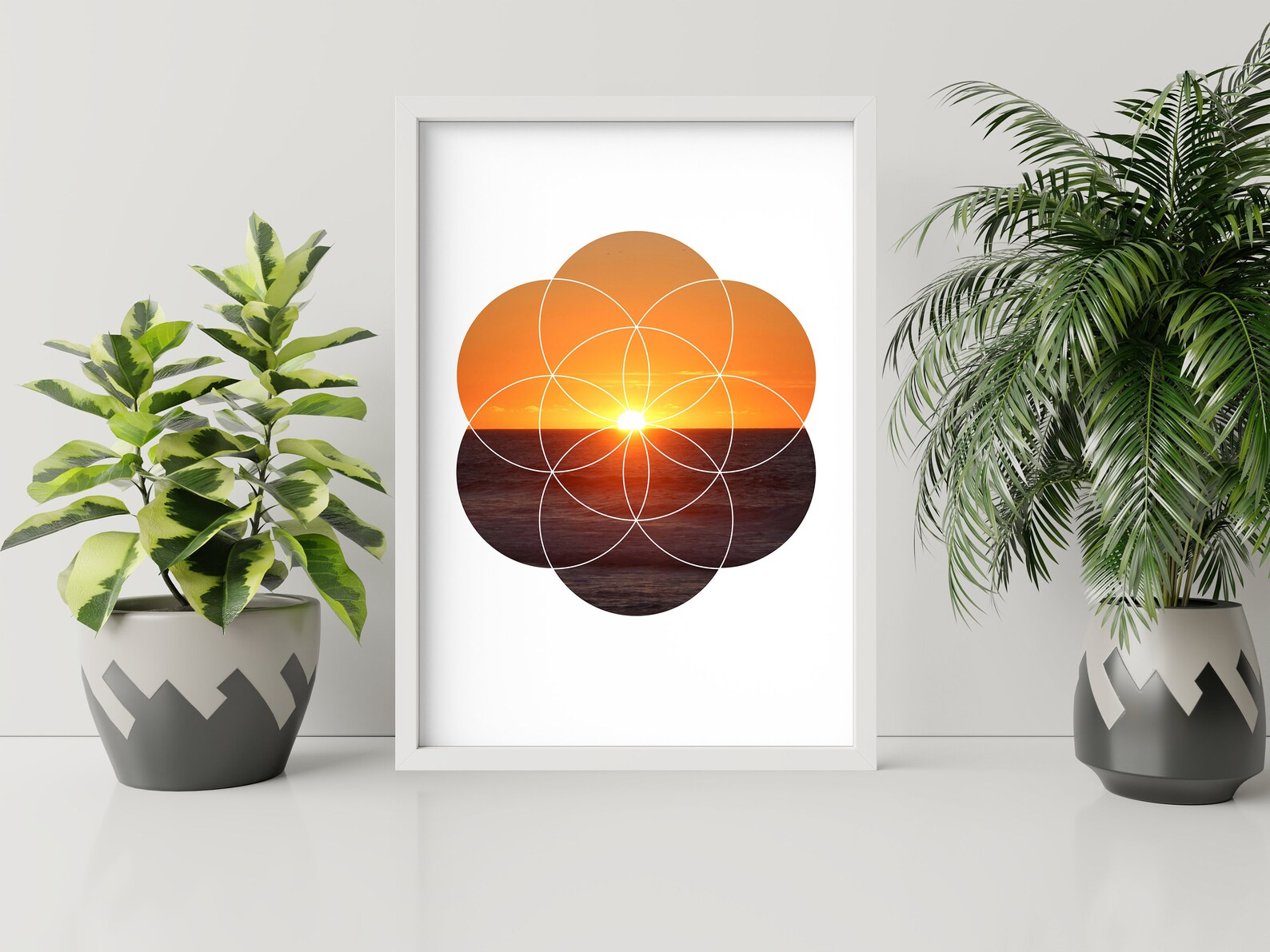 Printable Sacred Geometry | Sunset Flower of Life Abstract Wall Art ...