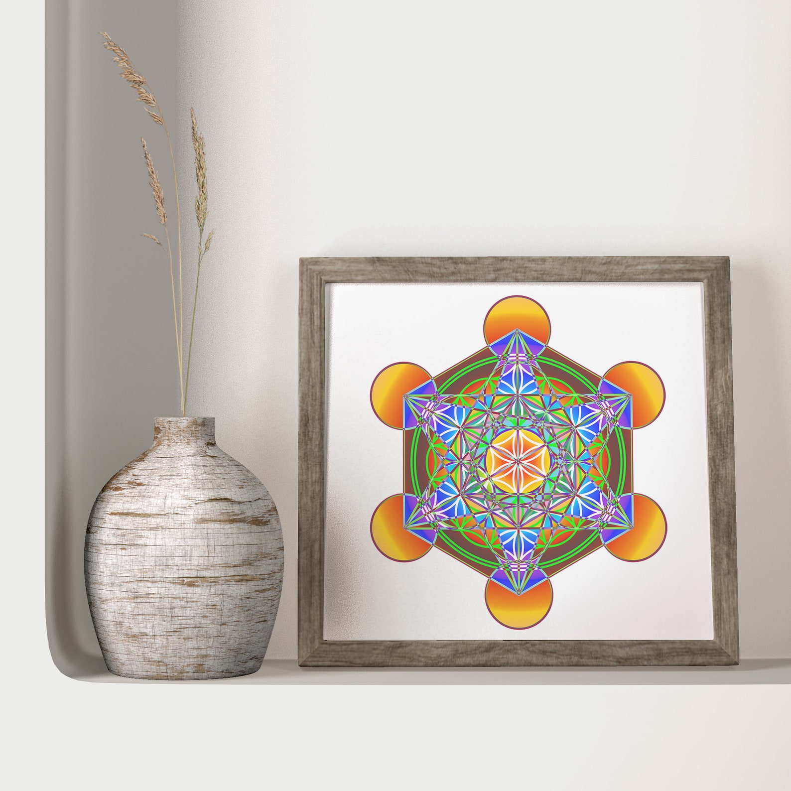 Printable Sacred Geometry Metatron's Cube rainbow Etsy