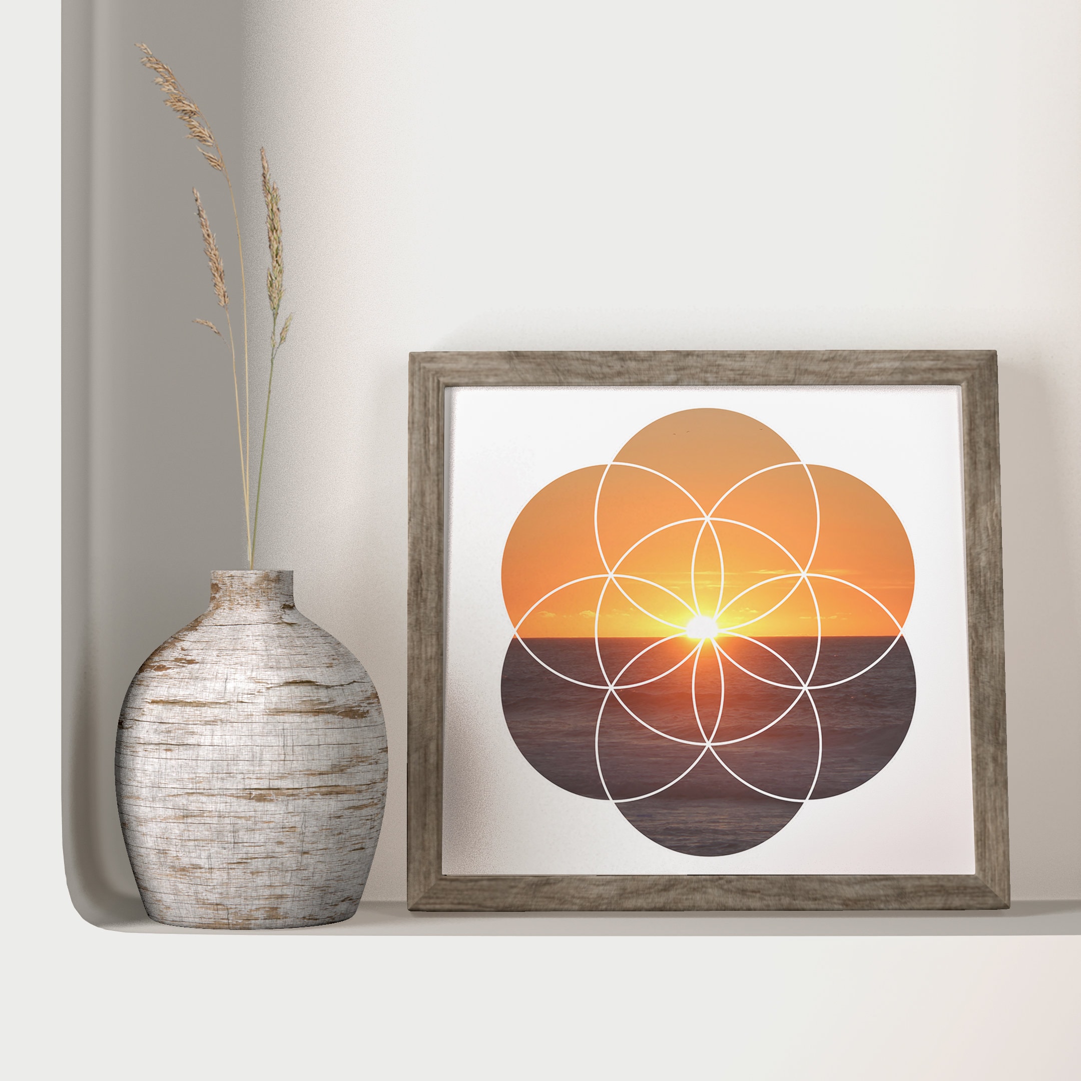 Printable Sacred Geometry | Sunset Flower of Life Abstract Wall Art ...