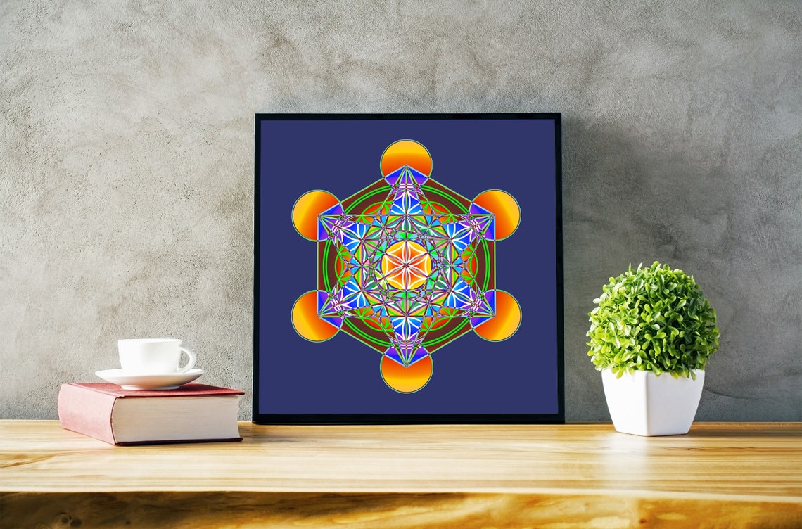 Printable Sacred Geometry Metatron's Cube rainbow Etsy