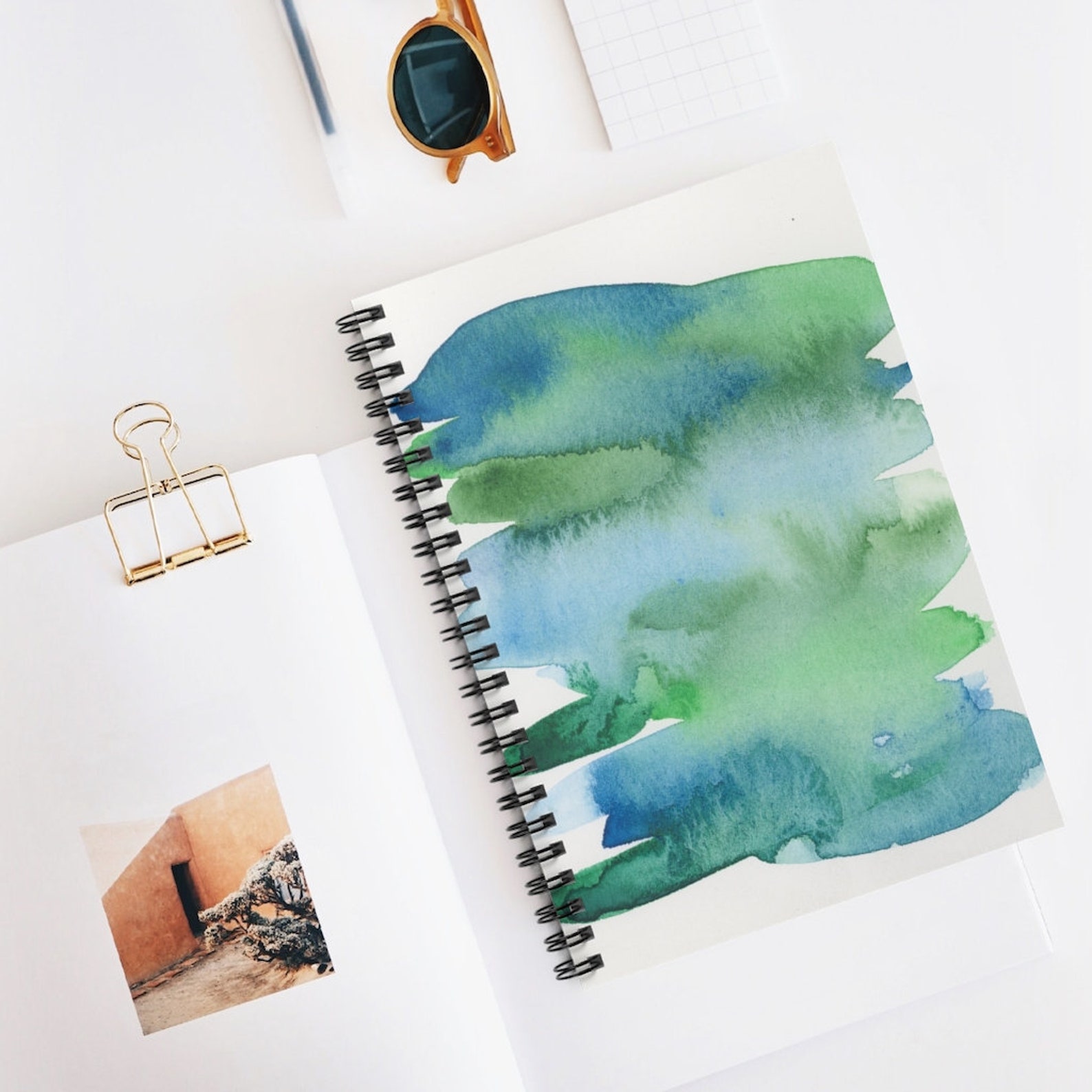 Watercolor Abstract Landscape Spiral Notebook Ruled Line Etsy