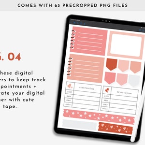 Valentine's Day Digital Planner Stickers For GoodNotes, Notability, Noteshelf, iPad/Tablet, Includes Digital Washi Tape & Sticky Notes image 5