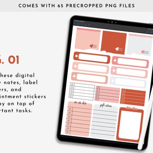 Valentine's Day Digital Planner Stickers For GoodNotes, Notability, Noteshelf, iPad/Tablet, Includes Digital Washi Tape & Sticky Notes image 2