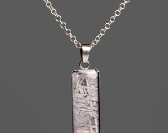 Genuine Muonionalusta Meteorite Pendant with 18" Sterling Silver Chain