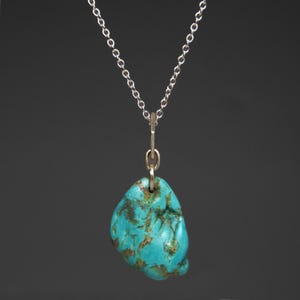 Sterling Silver Turquoise Pendant Necklace – Natural Gemstone Jewelry image 1